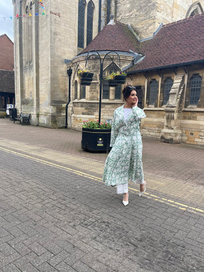 Open Front Trench Dress in Green