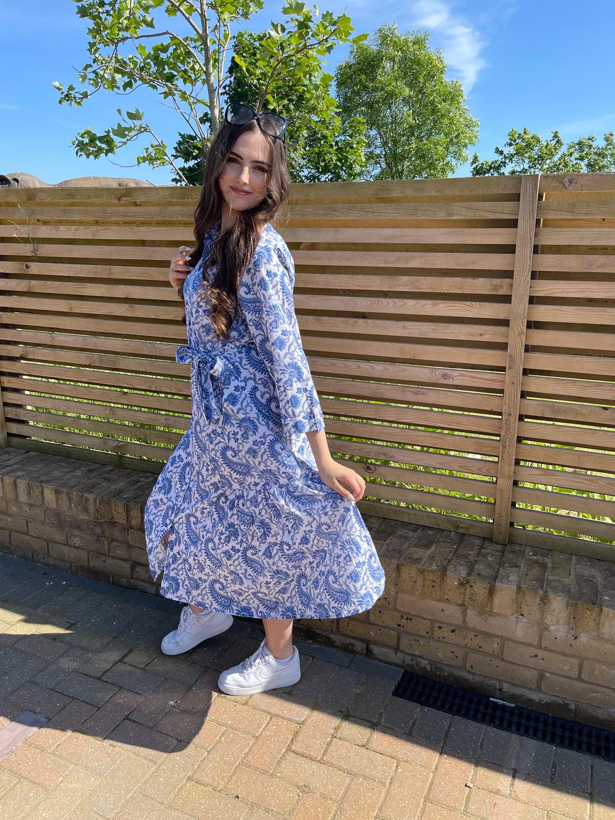 Summer Paisley Floral Shirt Dress